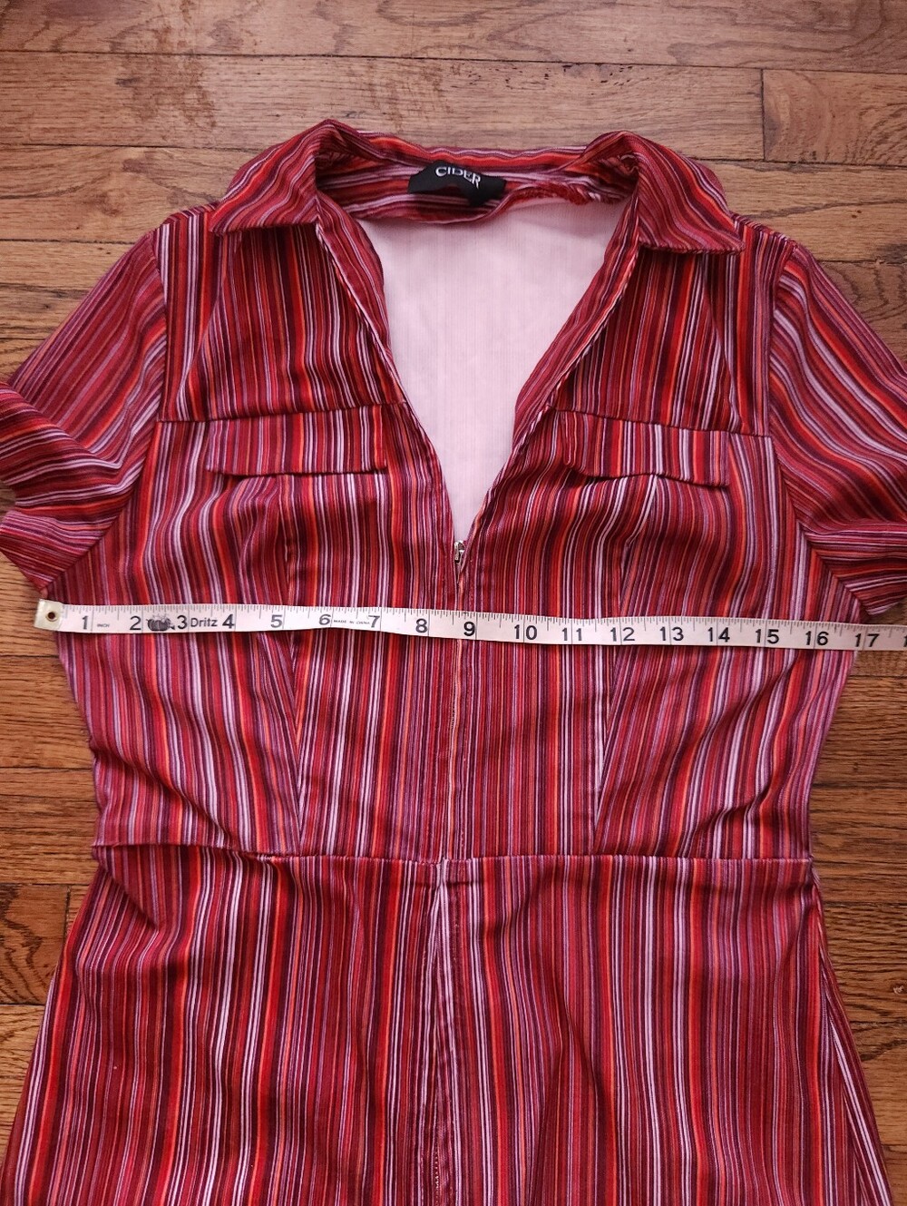 Cider Red Striped Wide Leg Jumpsuit • Vintage-Style 70s Disco Boho - Picture 5 of 11